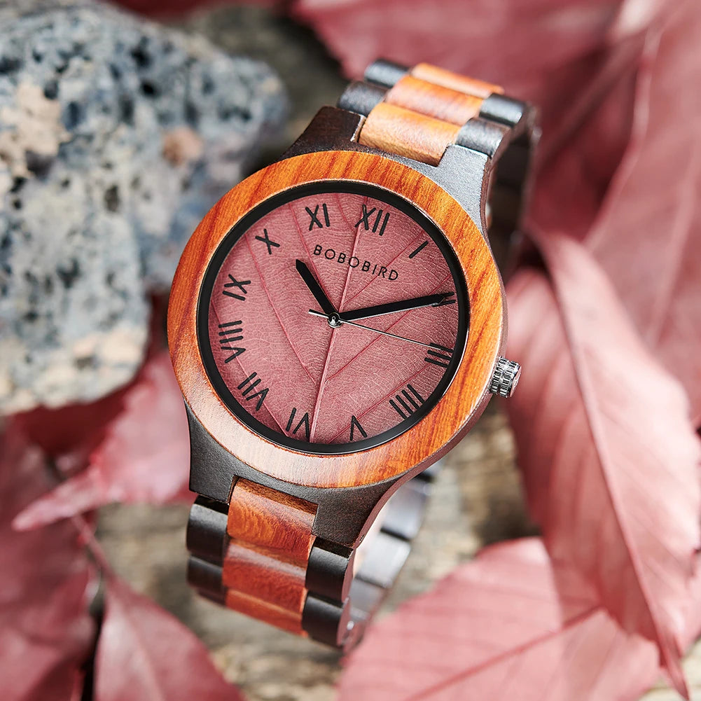 BBRD Leaf Dial Wooden Wristwatch