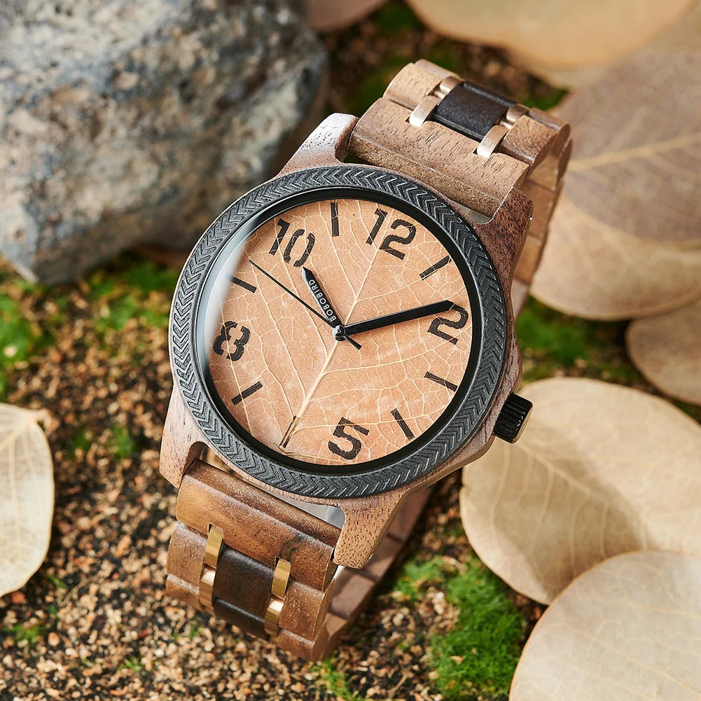 BBRD Leaf Dial Wooden Wristwatch