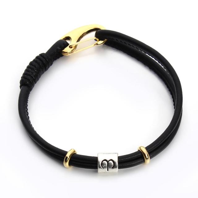 Genuine Constellation 12 Zodiac Signs Leather Bracelet