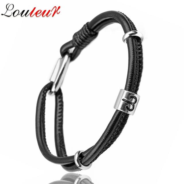 Genuine Constellation 12 Zodiac Signs Leather Bracelet