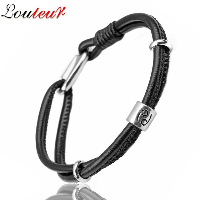 Genuine Constellation 12 Zodiac Signs Leather Bracelet