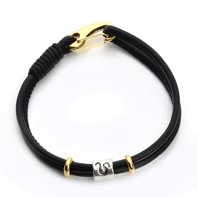 Genuine Constellation 12 Zodiac Signs Leather Bracelet