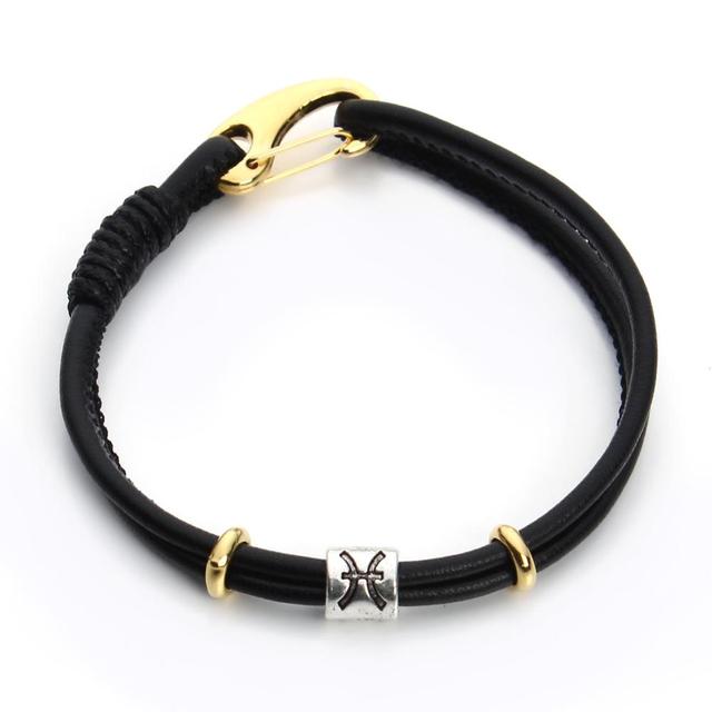 Genuine Constellation 12 Zodiac Signs Leather Bracelet
