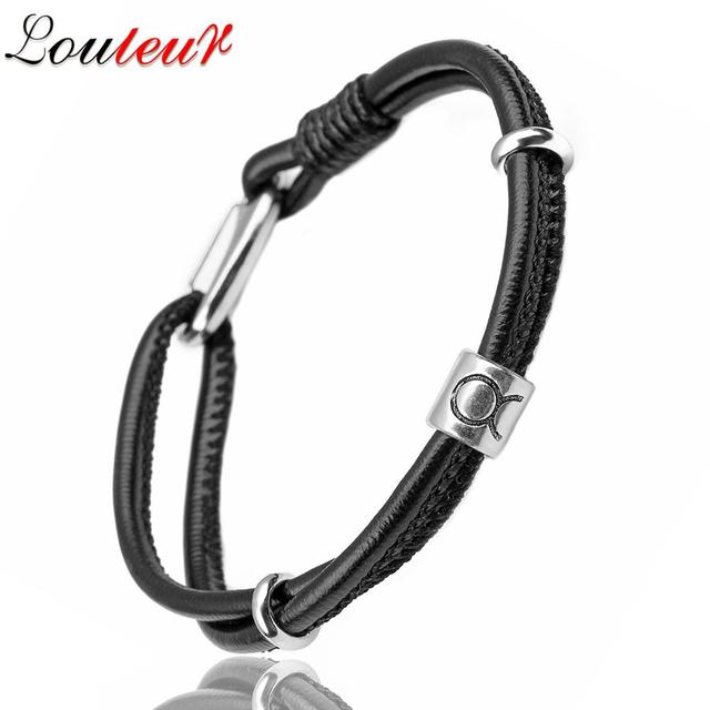 Genuine Constellation 12 Zodiac Signs Leather Bracelet