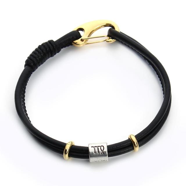 Genuine Constellation 12 Zodiac Signs Leather Bracelet