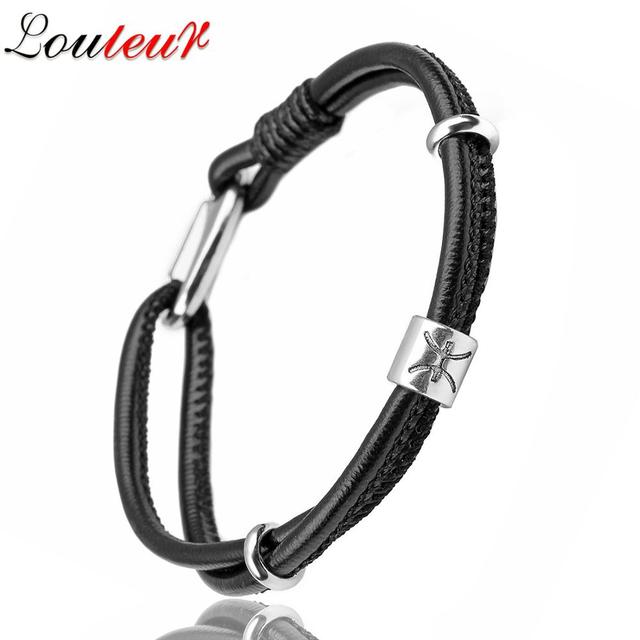 Genuine Constellation 12 Zodiac Signs Leather Bracelet