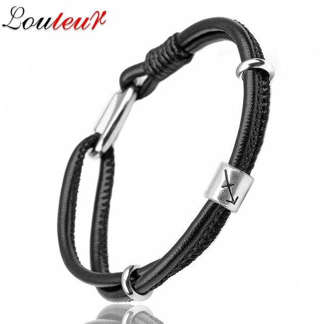 Genuine Constellation 12 Zodiac Signs Leather Bracelet