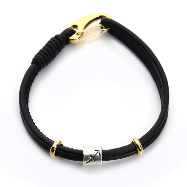 Genuine Constellation 12 Zodiac Signs Leather Bracelet
