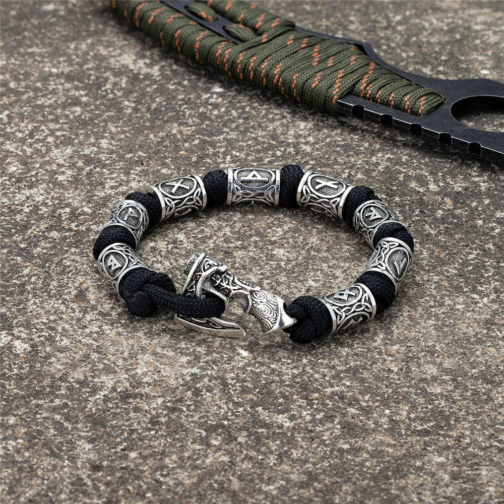 Norse Vikings Axes Inspired Wrap Bracelets with Mjolnir Hammer Design