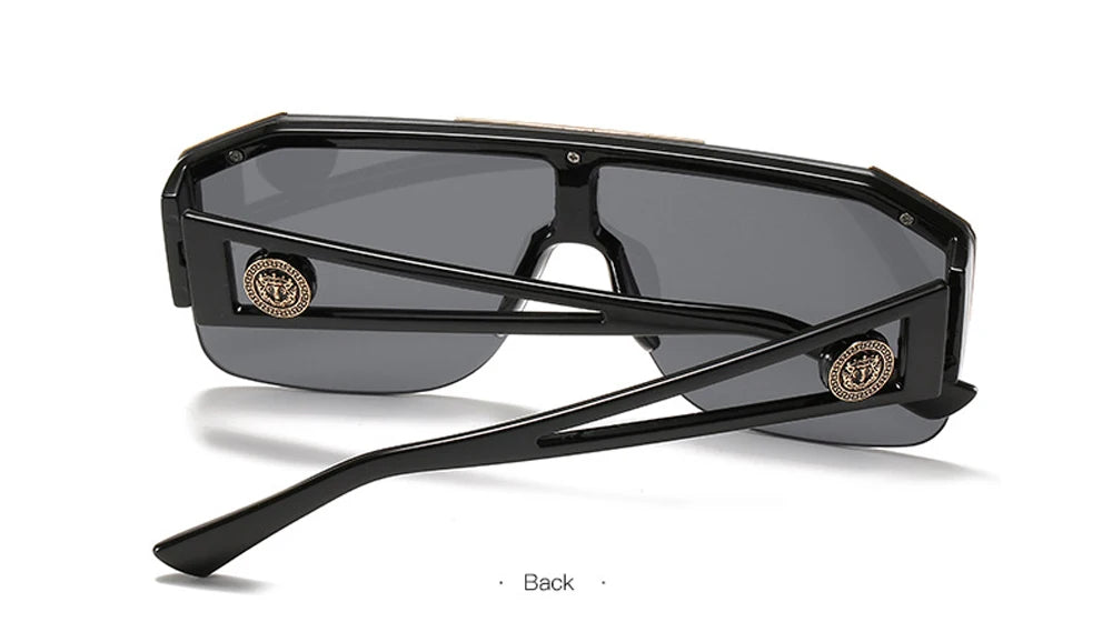 Italian Inspired Design Vintage Metal Big Frame Semi-Rimless Sunglasses