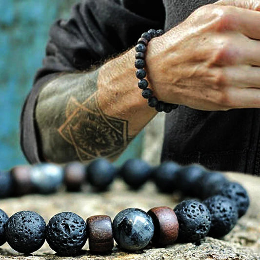 Lava Stone Natural Moonstone Bead Tibetan Buddha Bracelet