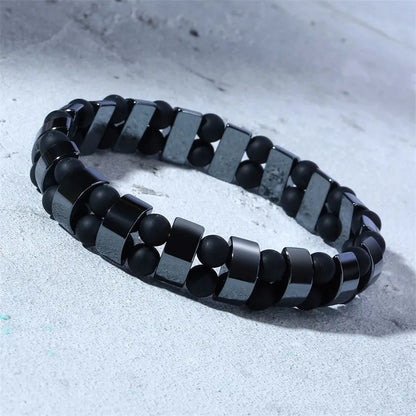 Vnox Stretch  Black Bracelets Hematite Tiger Eye Beads Bracelets