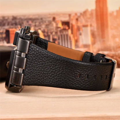 Oulm Western Big Dial Square Casual Built-in Button Quartz Watch