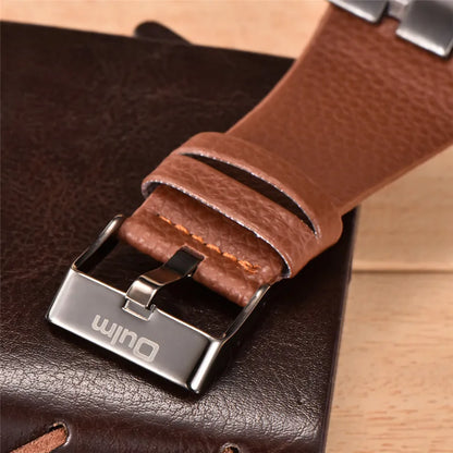 Oulm Western Big Dial Square Casual Built-in Button Quartz Watch