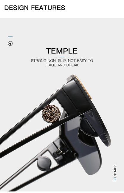 Italian Inspired Design Vintage Metal Big Frame Semi-Rimless Sunglasses