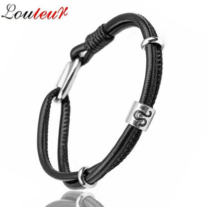 Genuine Constellation 12 Zodiac Signs Leather Bracelet