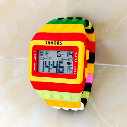 SHHORS Building Blocks Plastic Waterproof Sport Digital Watches