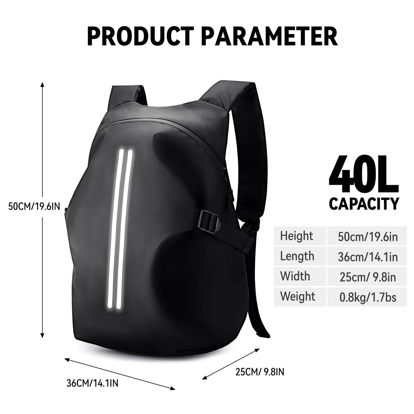 Motorcyclists Waterproof Reflective Travel Backpack