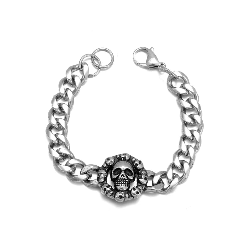 Men\'s Retro Gothic Skull Bracelet Fashionable Cool Street Party Bangles Jewelry Gift