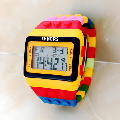 SHHORS Building Blocks Plastic Waterproof Sport Digital Watches
