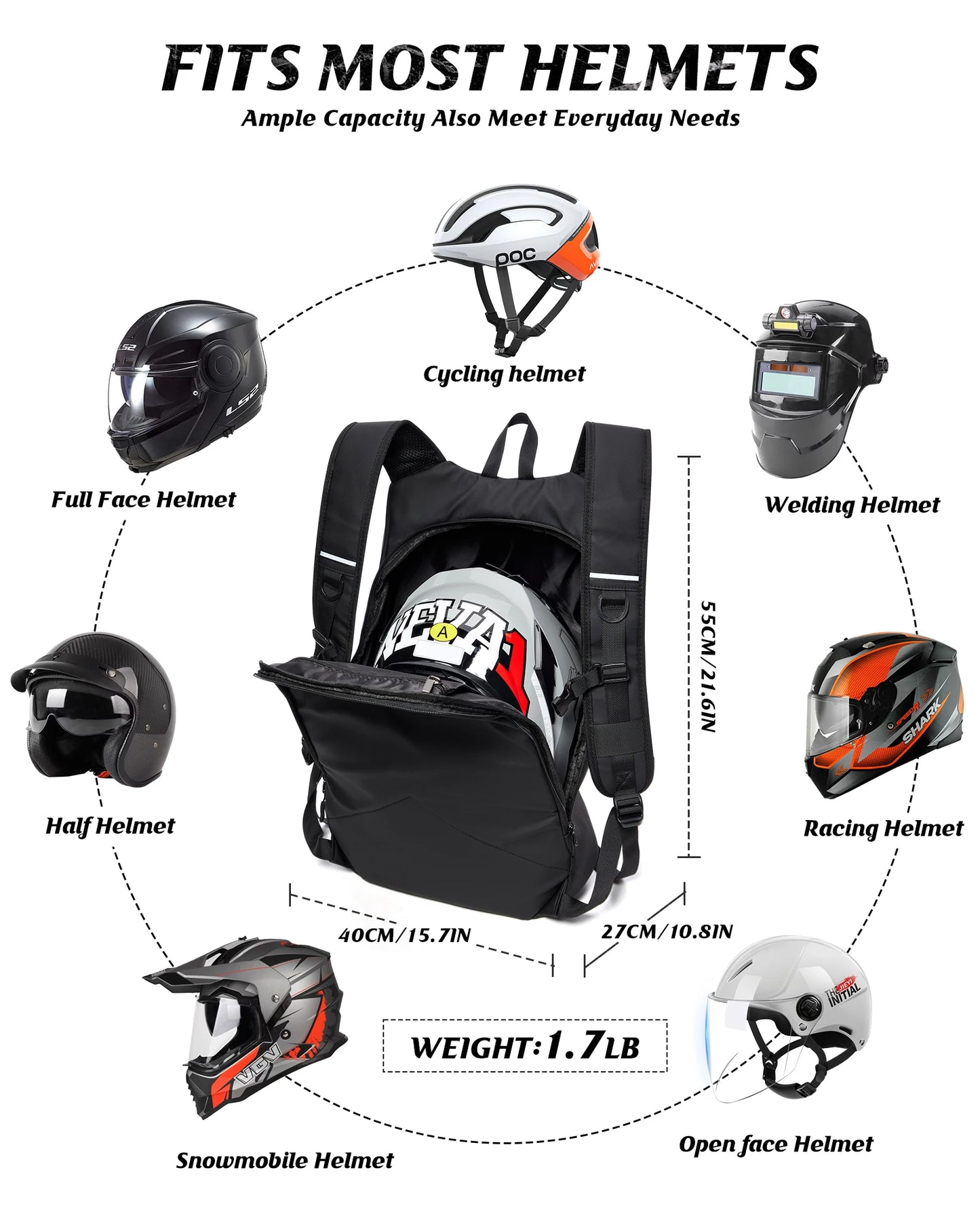 Motorcyclists Waterproof Reflective Travel Backpack