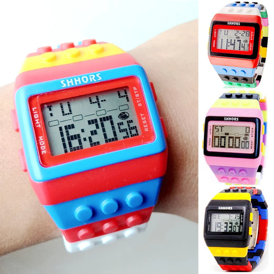 SHHORS Building Blocks Plastic Waterproof Sport Digital Watches
