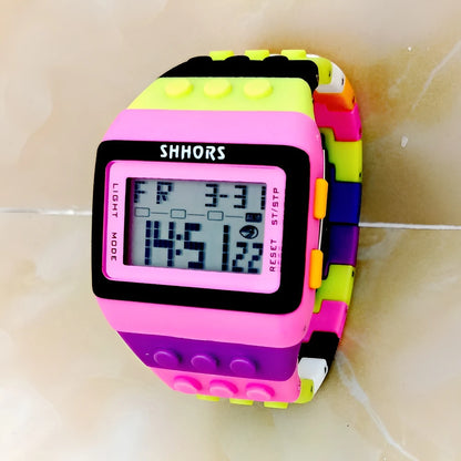 SHHORS Building Blocks Plastic Waterproof Sport Digital Watches