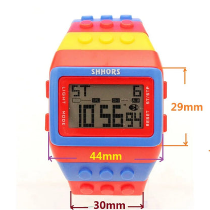 SHHORS Building Blocks Plastic Waterproof Sport Digital Watches