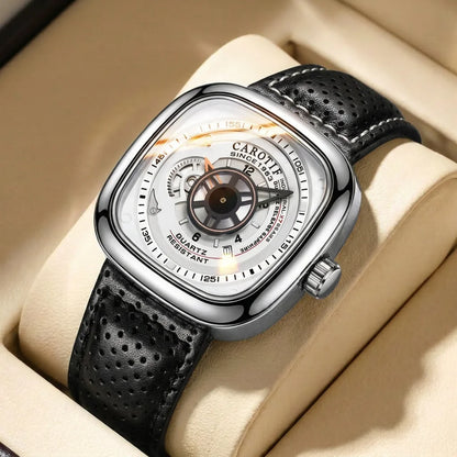 1pcs Men's Pink Dial Alloy Strap Vintage Fashion Open Heart Fashion Details Quartz Watch for Daily Business Party Holiday