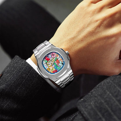 Stainless Steel Multicolor Square Classic Anime Inspired Concept Quartz Watch