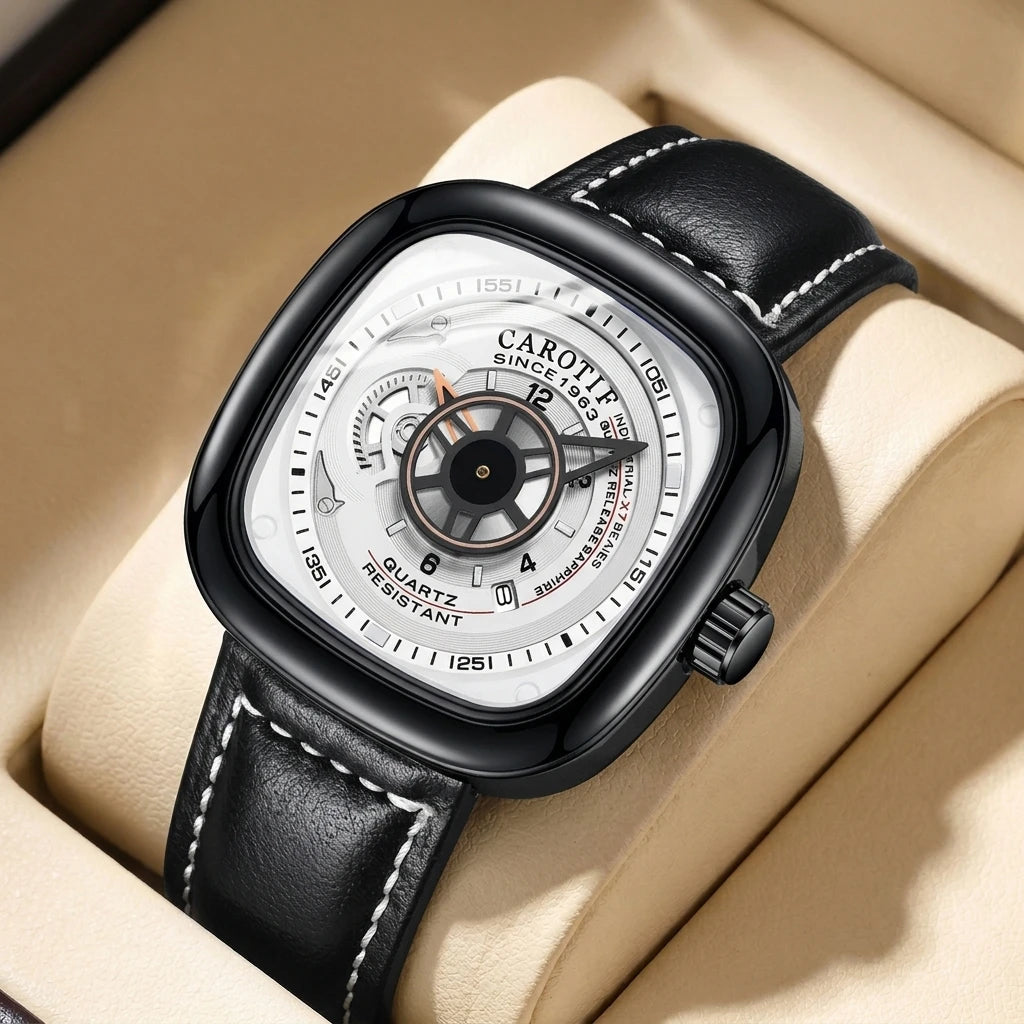 1pcs Men's Pink Dial Alloy Strap Vintage Fashion Open Heart Fashion Details Quartz Watch for Daily Business Party Holiday