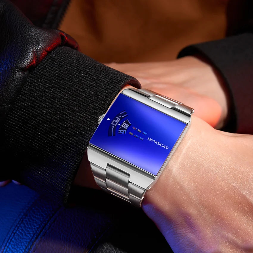 Fashion Square Men Clock Digital Waterproof Stainless Steel Elegant Man Wristwatch Quartz Casual Business Men's Watches Reloj