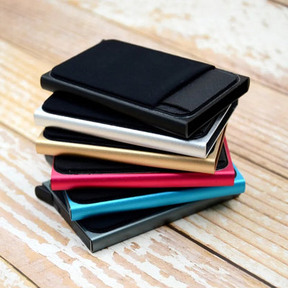 Slim Aluminum Wallet Mini RFID Wallet Automatic Pop up Bank Card Case
