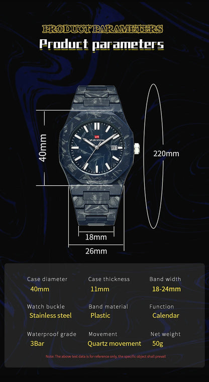 Concept Original  40mm Marble Pattern Dial Quartz Watch Movement with Night Light