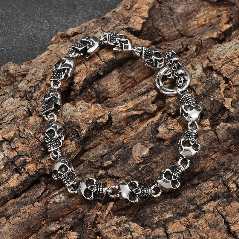 Men\'s Retro Gothic Skull Bracelet Fashionable Cool Street Party Bangles Jewelry Gift