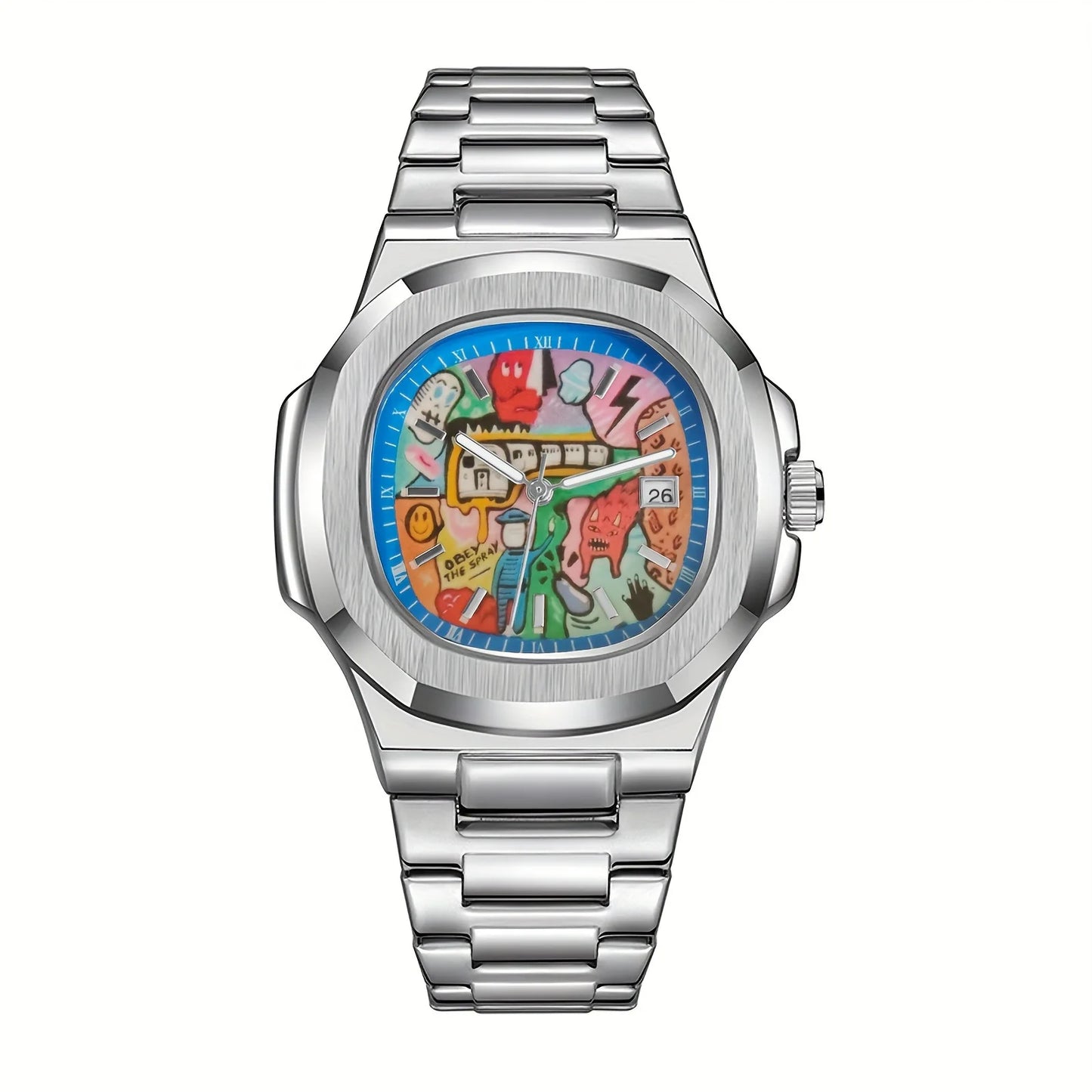 Stainless Steel Multicolor Square Classic Anime Inspired Concept Quartz Watch