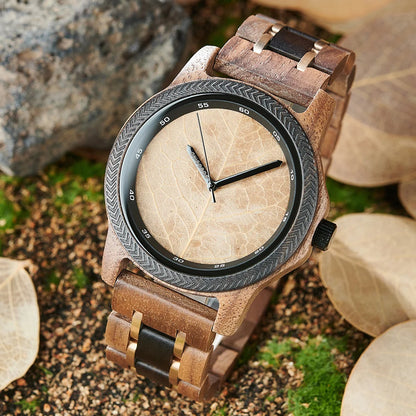 BBRD Leaf Dial Wooden Wristwatch
