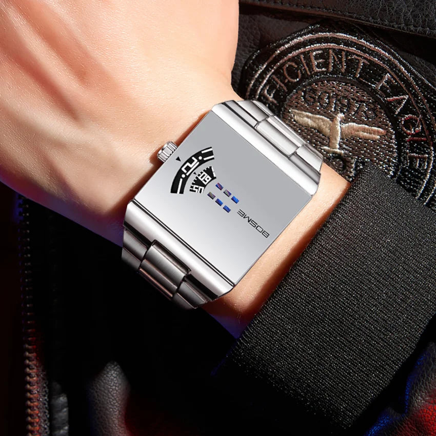 Fashion Square Men Clock Digital Waterproof Stainless Steel Elegant Man Wristwatch Quartz Casual Business Men's Watches Reloj