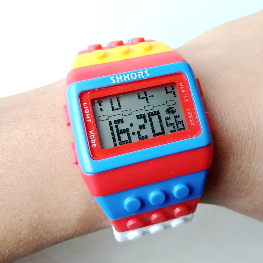 SHHORS Building Blocks Plastic Waterproof Sport Digital Watches
