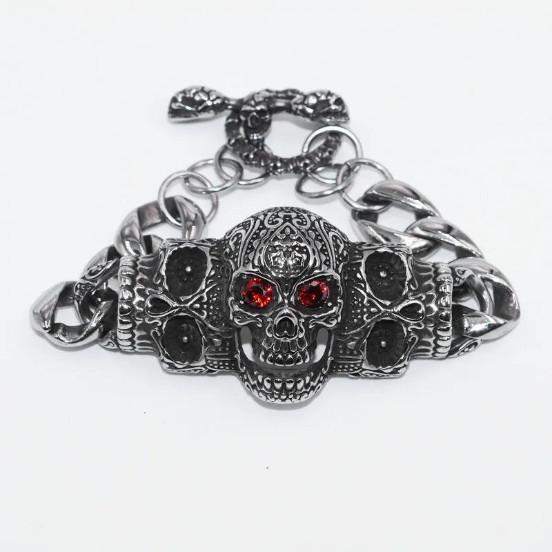 Men\'s Retro Gothic Skull Bracelet Fashionable Cool Street Party Bangles Jewelry Gift