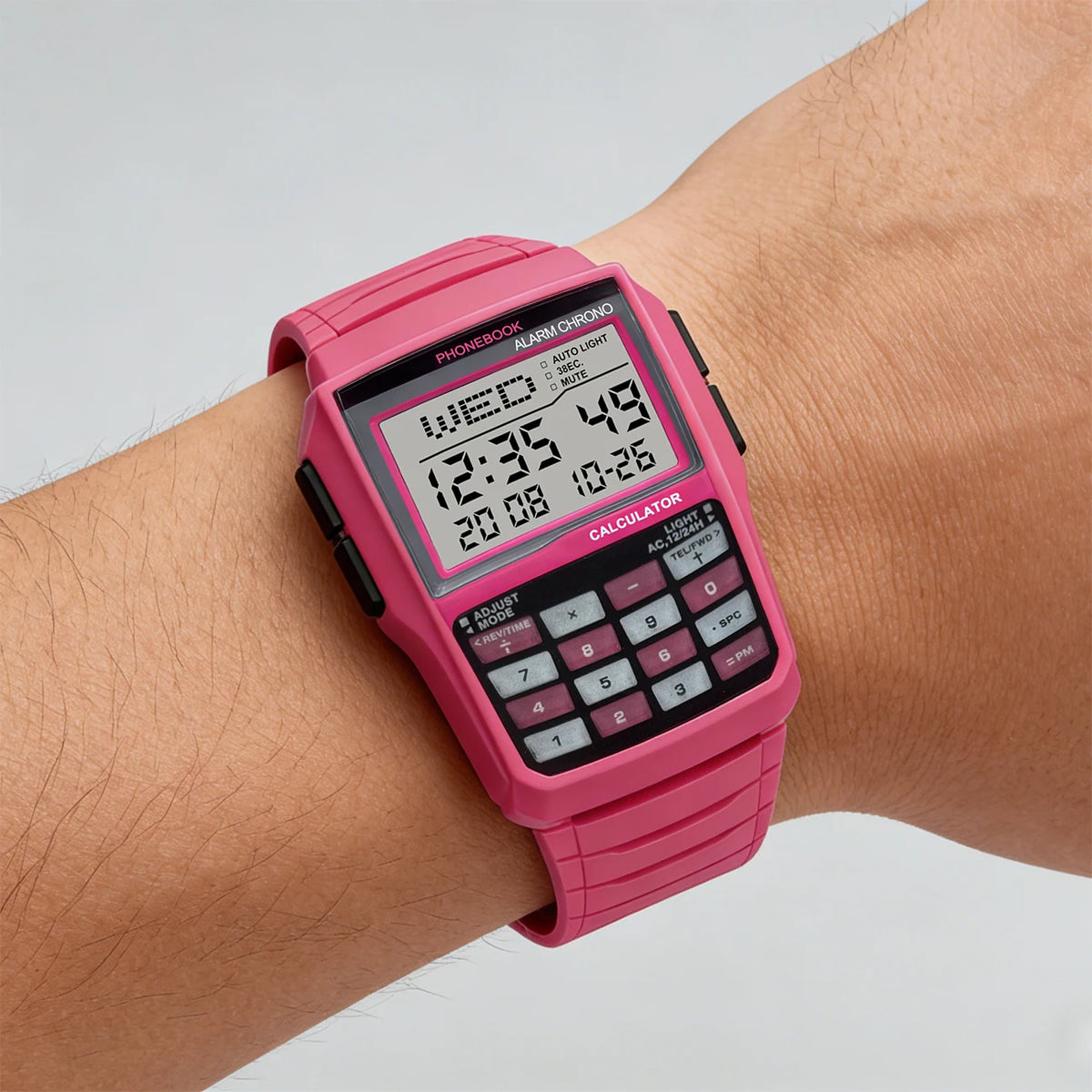 Digital Square Retro Student Calculator Multi Functional LED Night Light Electronic Digital Watch