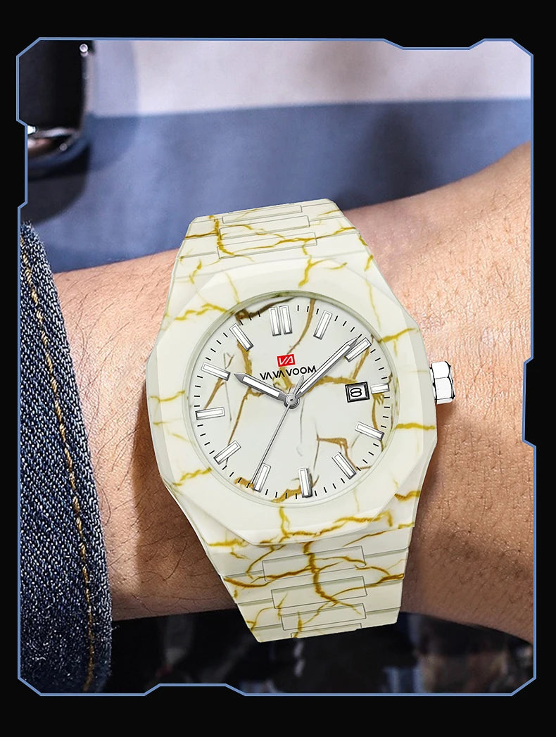 Concept Original  40mm Marble Pattern Dial Quartz Watch Movement with Night Light