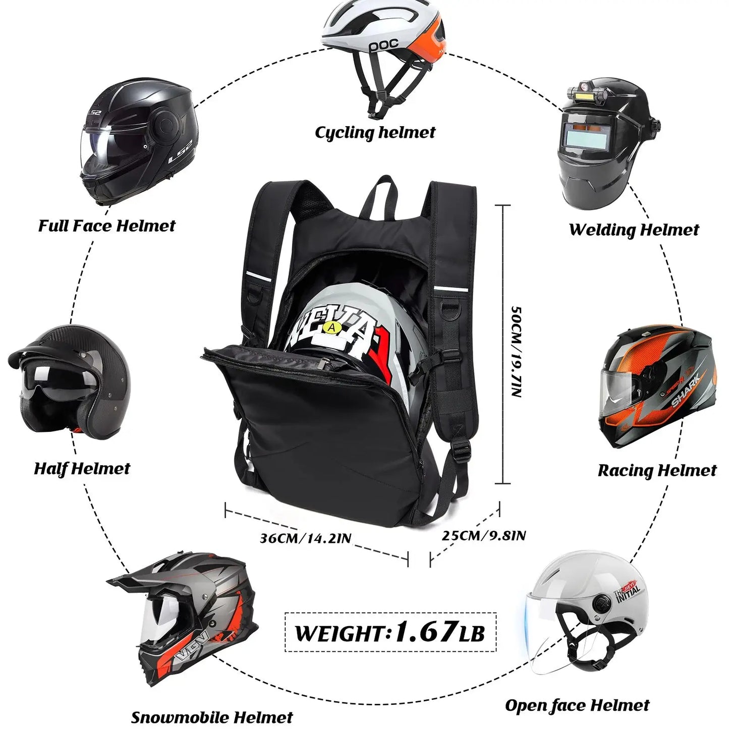Motorcyclists Waterproof Reflective Travel Backpack