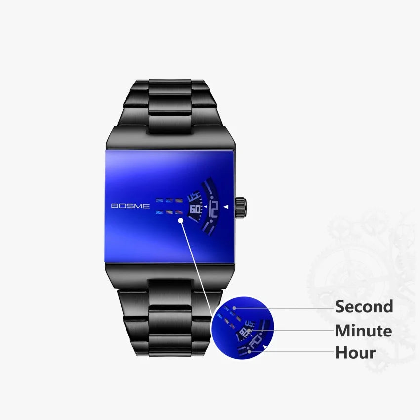 Fashion Square Men Clock Digital Waterproof Stainless Steel Elegant Man Wristwatch Quartz Casual Business Men's Watches Reloj