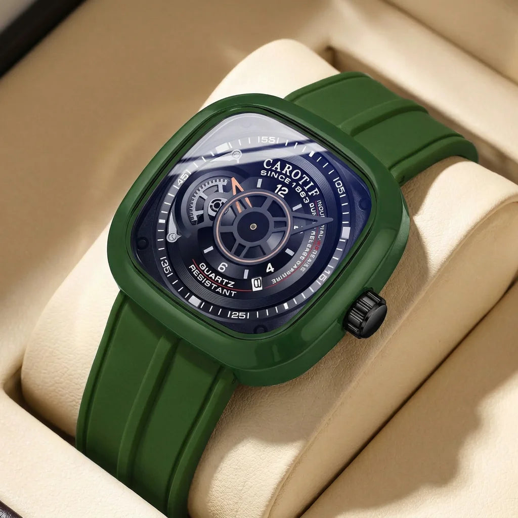 1pcs Men's Pink Dial Alloy Strap Vintage Fashion Open Heart Fashion Details Quartz Watch for Daily Business Party Holiday