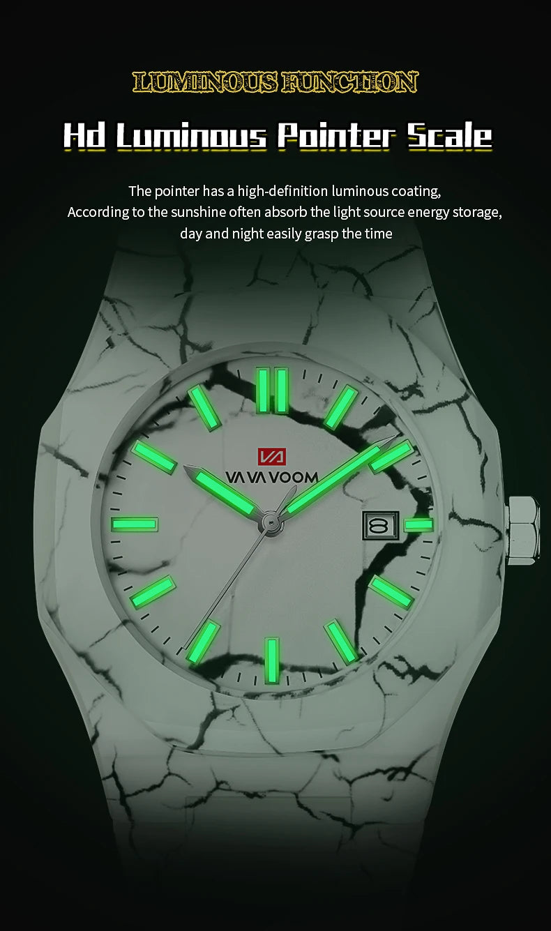 Concept Original  40mm Marble Pattern Dial Quartz Watch Movement with Night Light