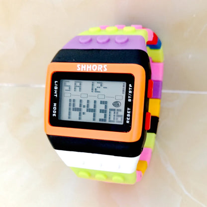 SHHORS Building Blocks Plastic Waterproof Sport Digital Watches