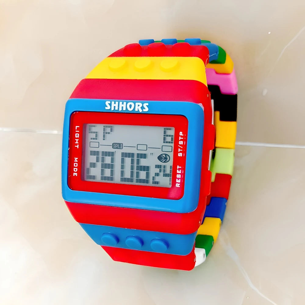 SHHORS Building Blocks Plastic Waterproof Sport Digital Watches