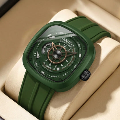 1pcs Men's Pink Dial Alloy Strap Vintage Fashion Open Heart Fashion Details Quartz Watch for Daily Business Party Holiday