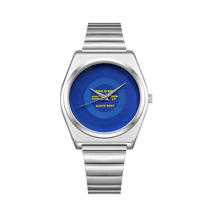 Retro Record Dial Quartz Watch for Men Y2K Style Waterproof Luminous Steel Disc Creative Male Clock
